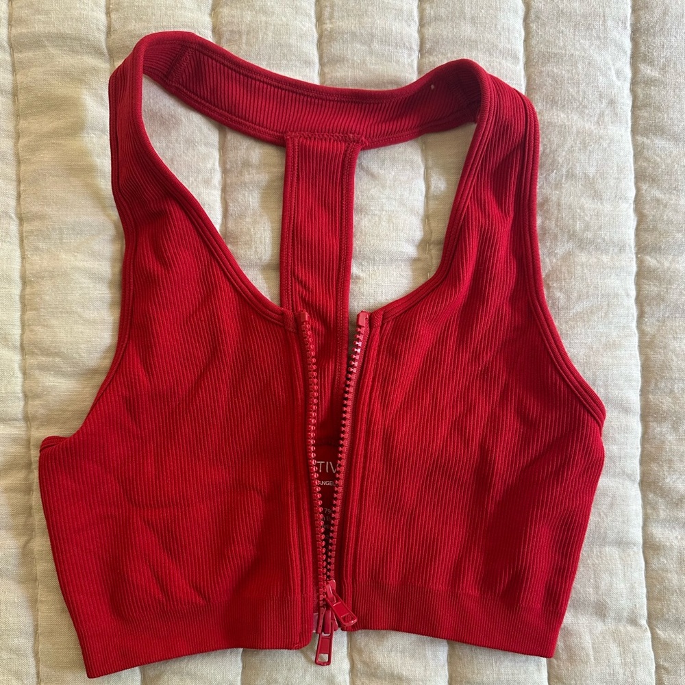 SET ACTIVE Bright Red Ribbed Set